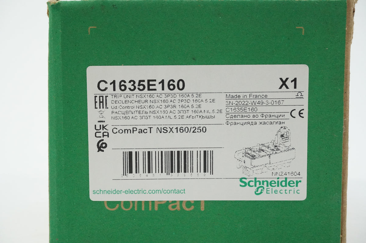 Schneider Electric C1635E160 ComPacT NSX160/250 Trip Unit AC 3P3D 160A 5.2E