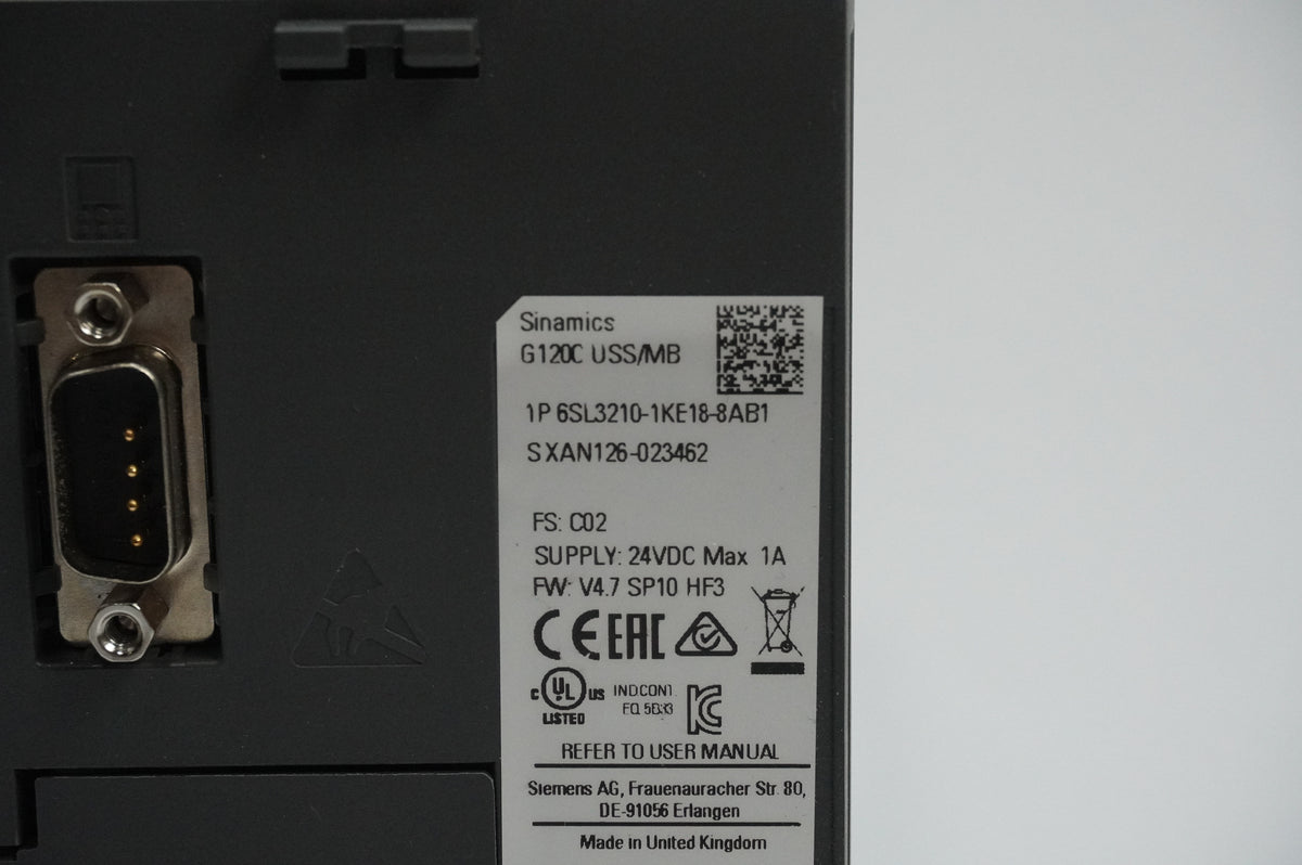 Siemens 6SL3210-1KE18-8AB1 Sinamics G120C USS/MB