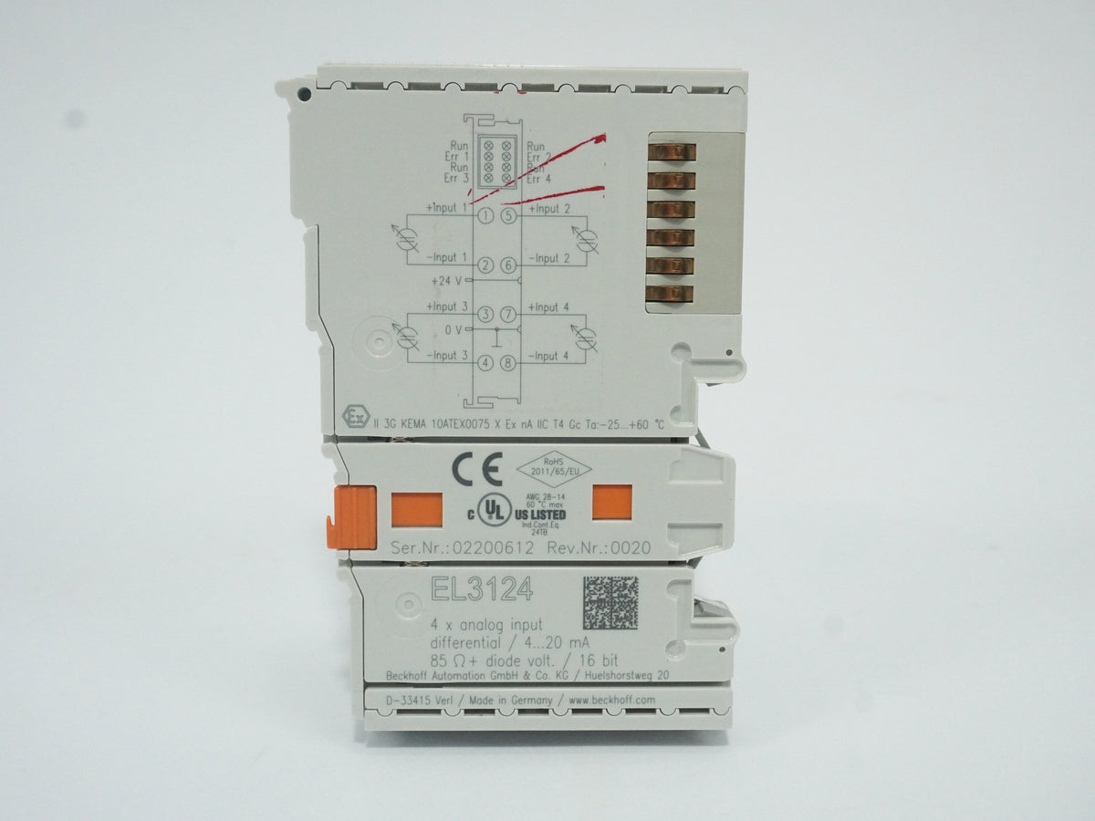Beckhoff EL3124 4-Channel Analog Input Terminal 4...20 mA Differential 16-bit
