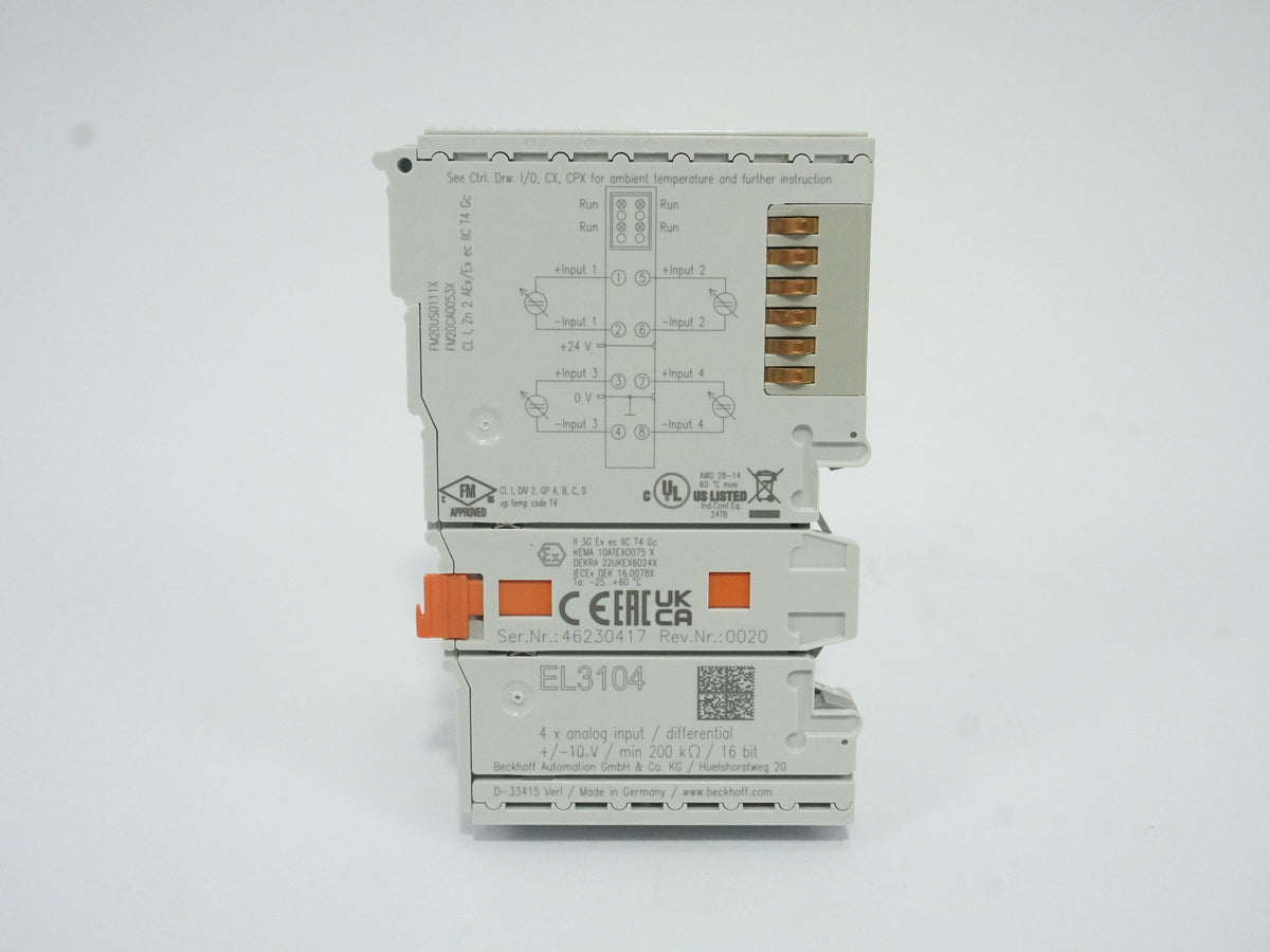 Beckhoff EL3104 4-Channel Analog Input Terminal Differential 16-bit
