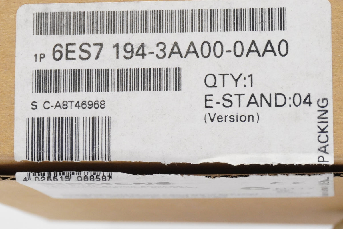 Siemens 6ES7 194-3AA00-0AA0 SIMATIC DP, Connection block ECOFAST for ET 200ECO