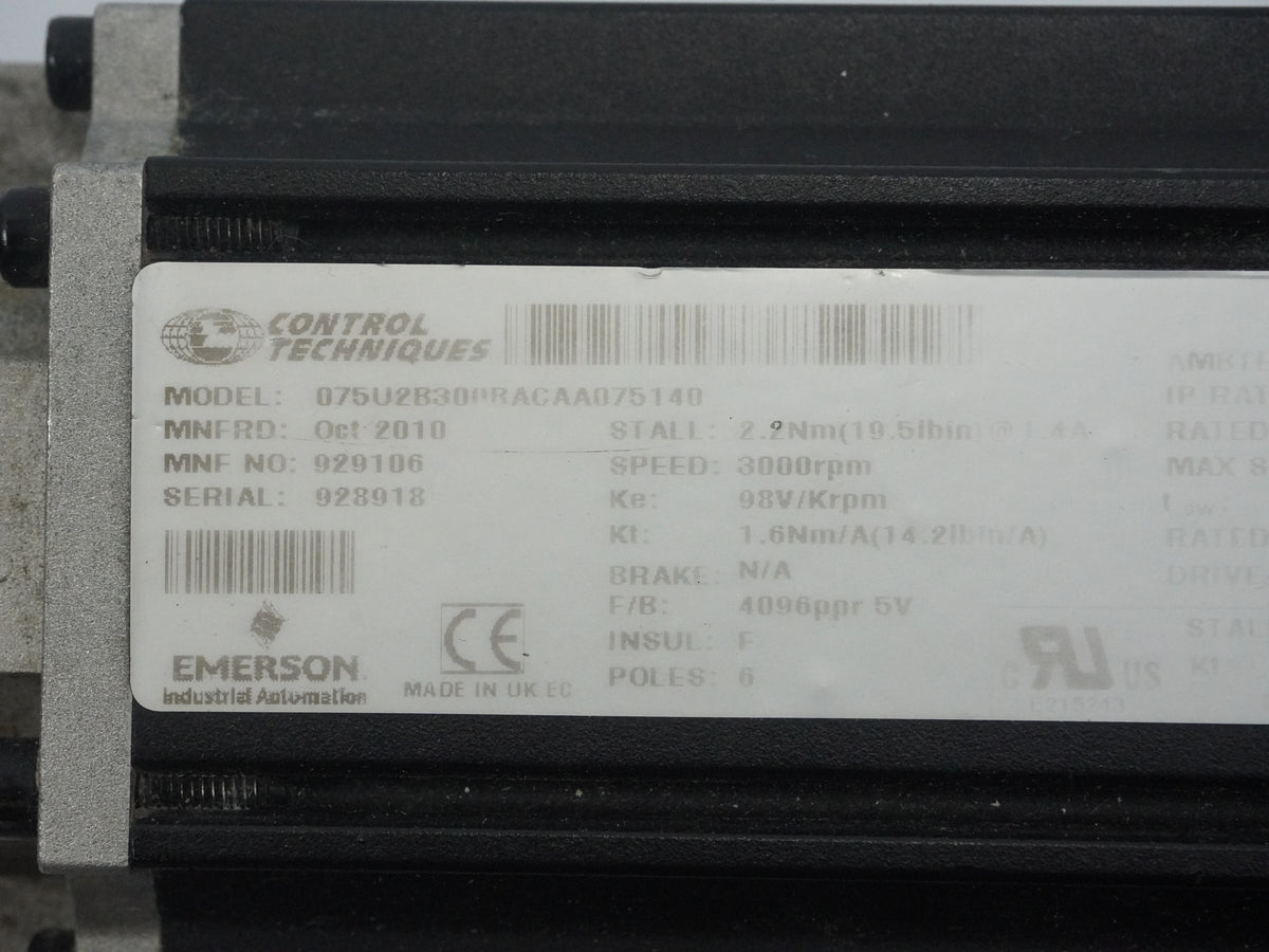Control Techniques 075U2B300BACAA075140 AC Servo Motor