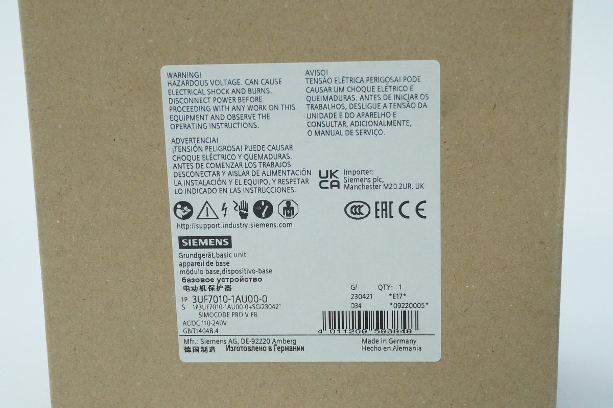 Siemens 3UF7010-1AU00-0 SIMOCODE PRO V PB Basic Unit