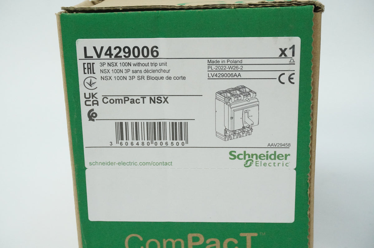 Schneider Electric LV429006 ComPacT NSX 100N 3P Without Trip Unit