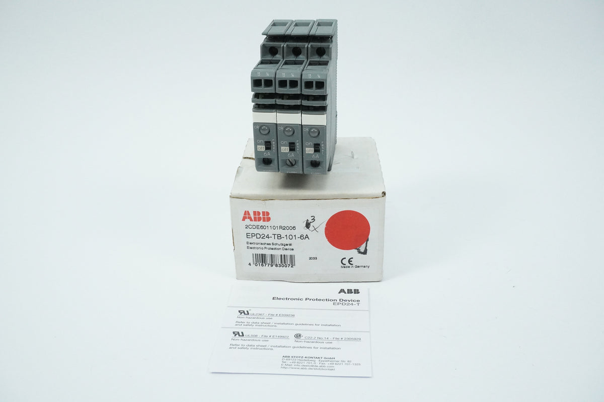 Abb 2CDE601101R2006 EPD24-TB-101-6A Electronic Protection Device Batch 3pcs.