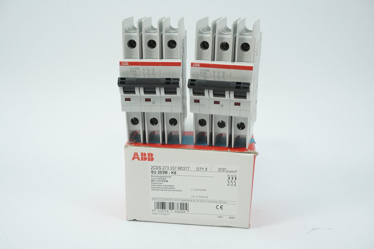 Abb 2CDS 273 337 R0377 SU 203M-K6 Circuit Breaker System Batch 2pcs.