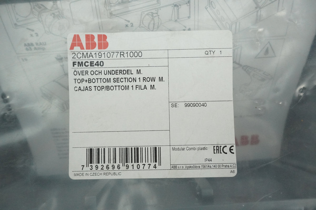 ABB 2CMA191077R1000 Top+Bottom Section 1 Row Modular Combi Plastic Enclosure
