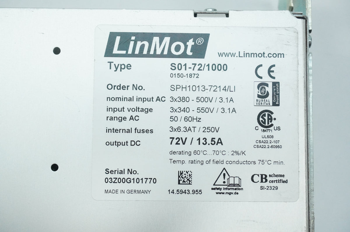 Linmot SPH1013-7214/LI S01-72/1000 Power Supply