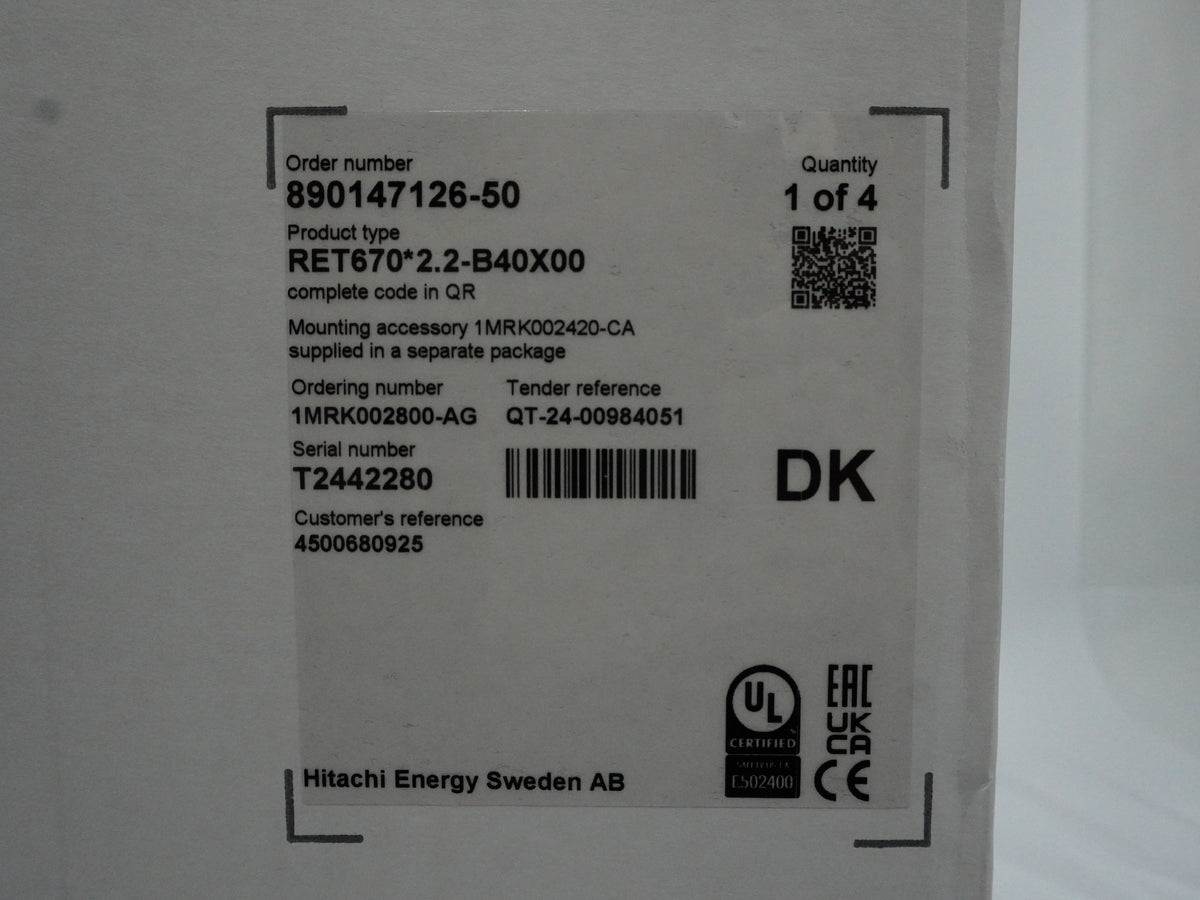 Hitachi Energy 1MRK002800-AG REB670 2.2-A20X01 Busbar Protection Relay