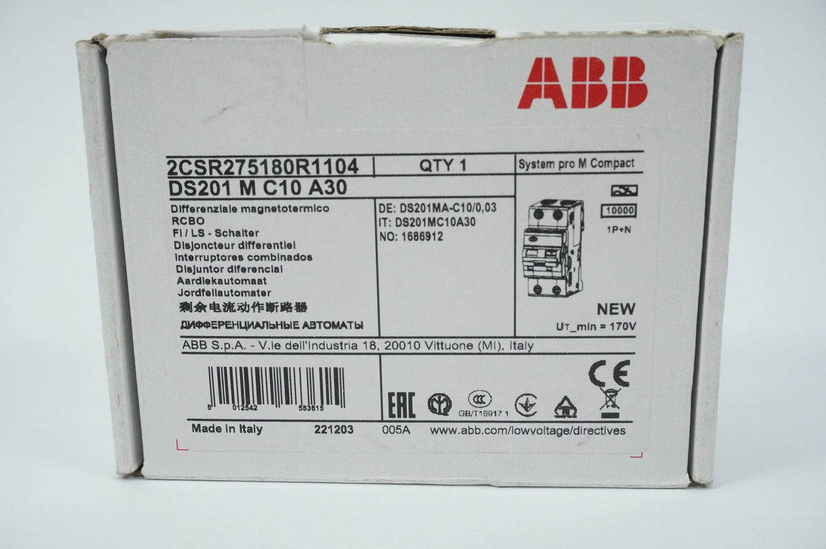 Abb 2CSR275180R1104 DS201 M C10 A30 RCBO System Pro M Compact