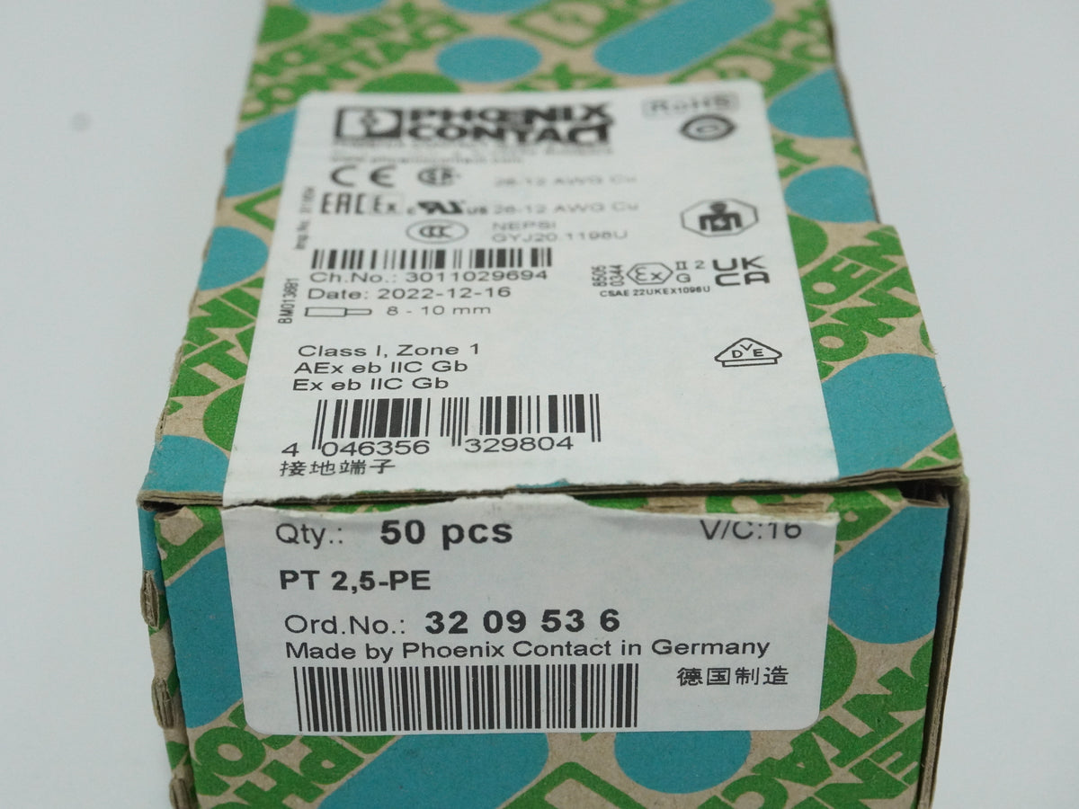 Phoenix 3209536 Ground modular terminal block PT 2,5-PE 50 Pcs