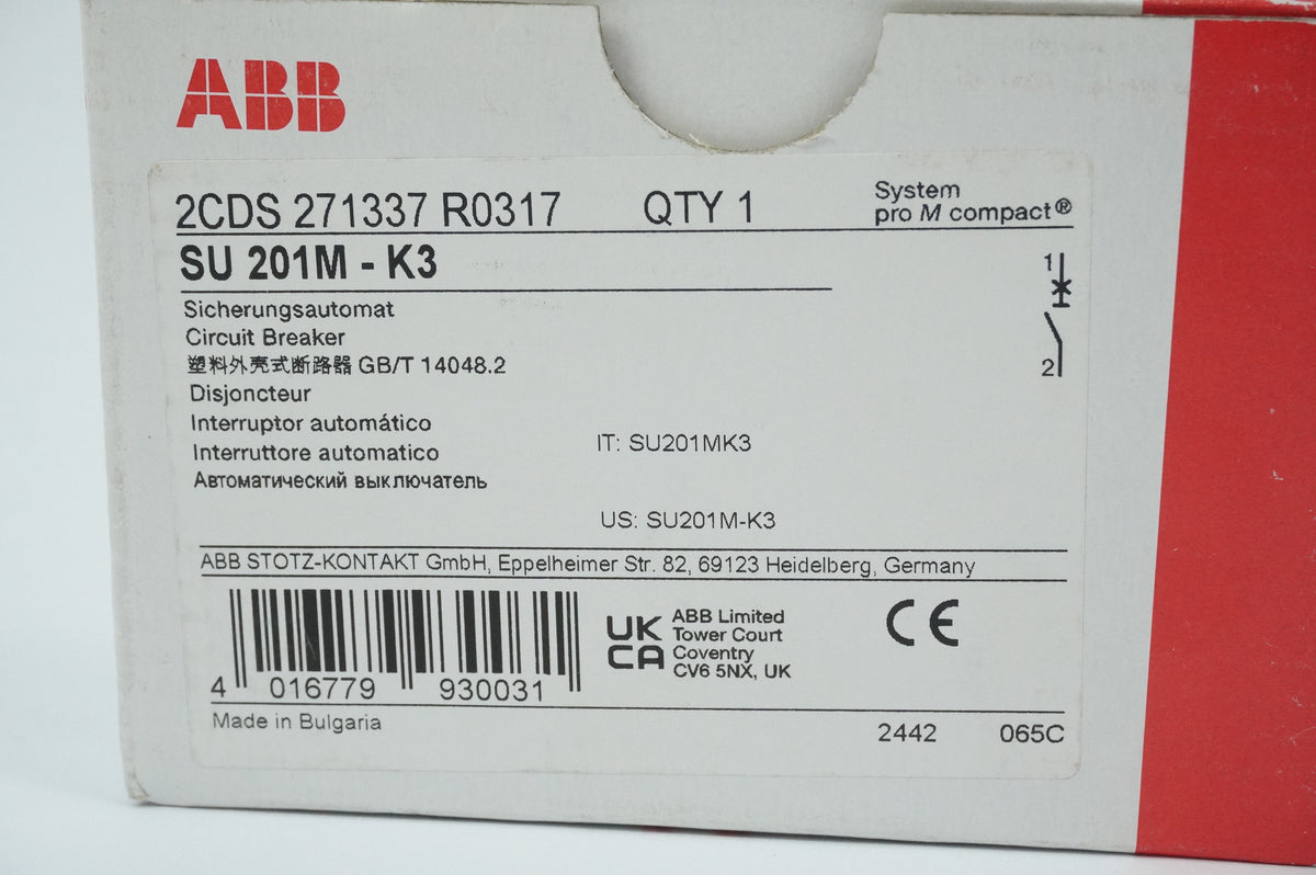 Abb 2CDS271337R0317 SU 201M-K3 Circuit Breaker pro M compact