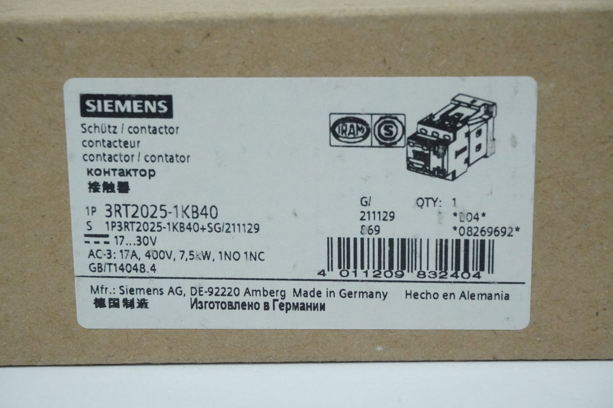 Siemens 3RT2025-1KB40 3RT2025-1KB40 Contactor