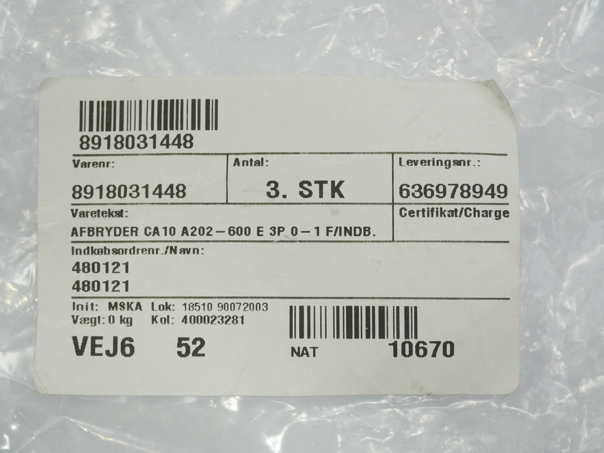 Kraus&Naim 8918031448 CA10 3 Pole Switch 0-1 for panel mounting 20A