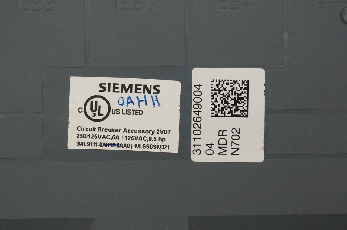 Siemens 3WL9111-0AH12-0AA0 Circuit Breaker Accessory 2VD7