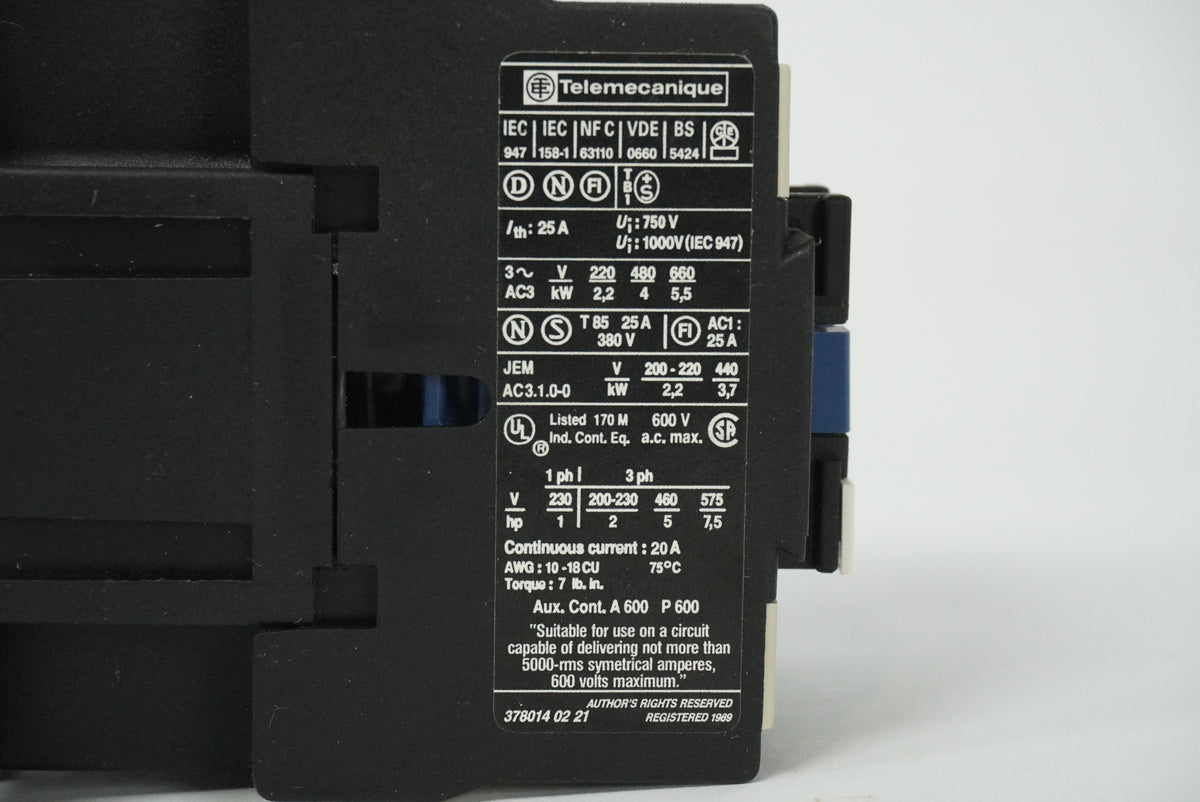 Telemecanique LC1D0910M7 Contactor LC1 D0910M7