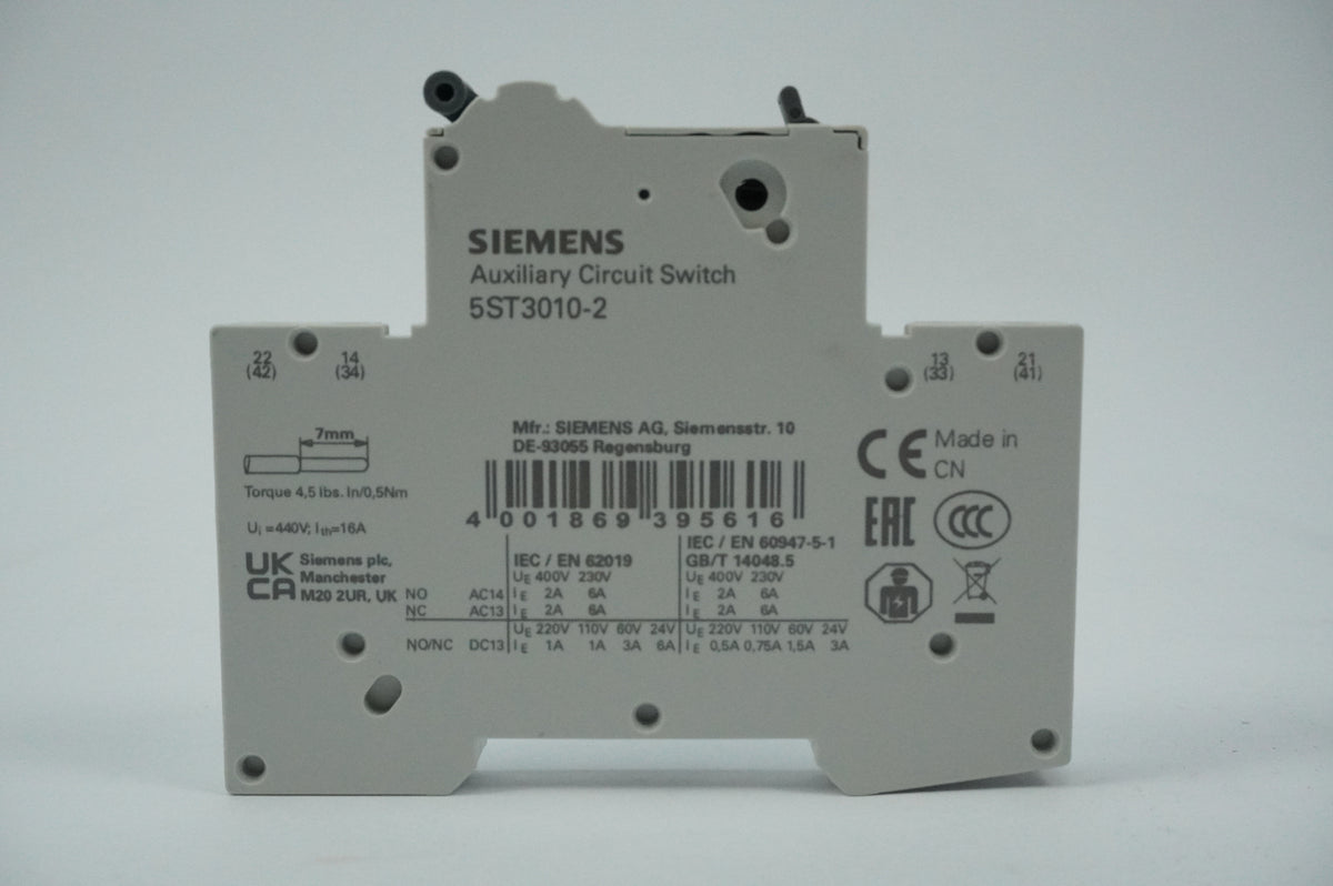 Siemens 5ST3 010-2 5ST3 010-2 Auxiliary Switch 1NO+1NC W/ Test Button