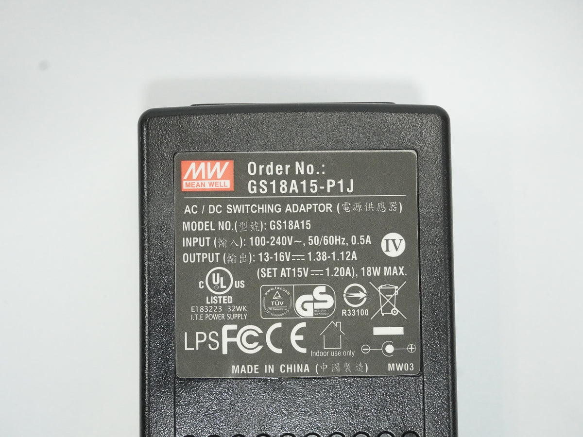 MeanWell GS18A15-P1J 15V 1.20A 18W, RS number 667-5502