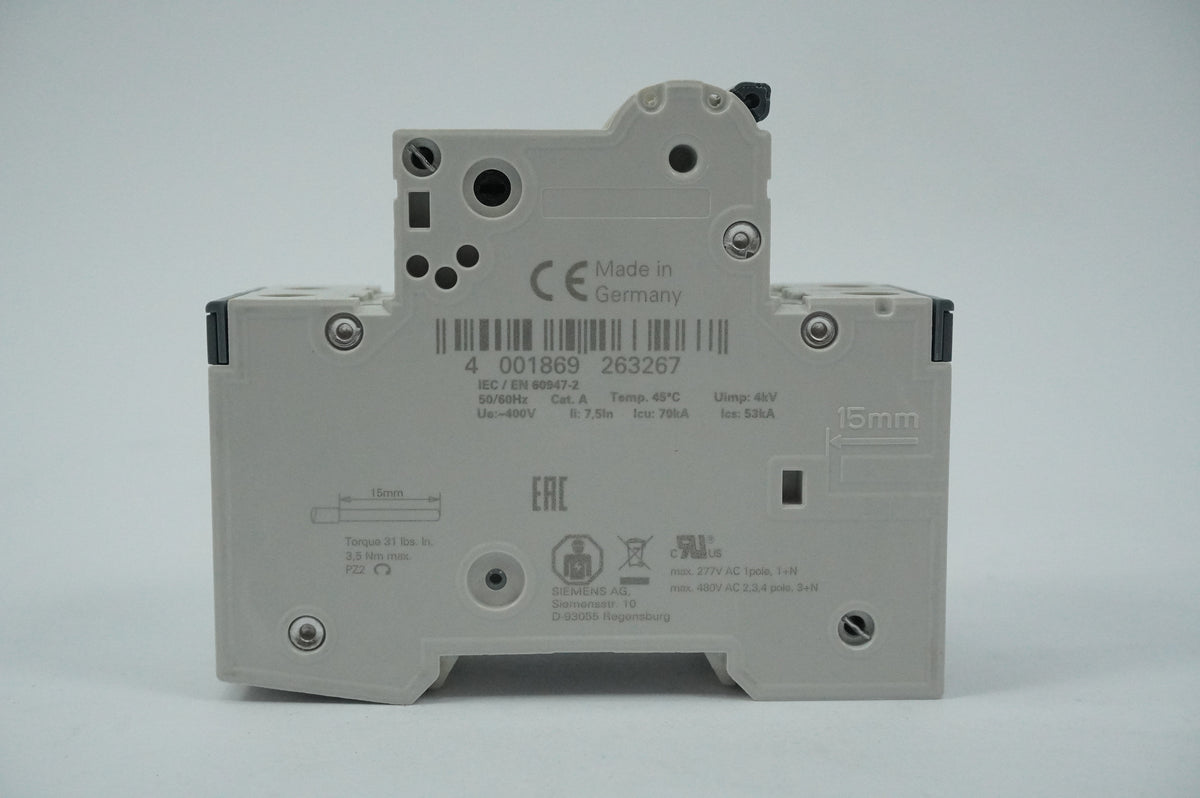 Siemens 5SY8201-7 MCB Miniature Circuit Breaker C1 2P 70kA