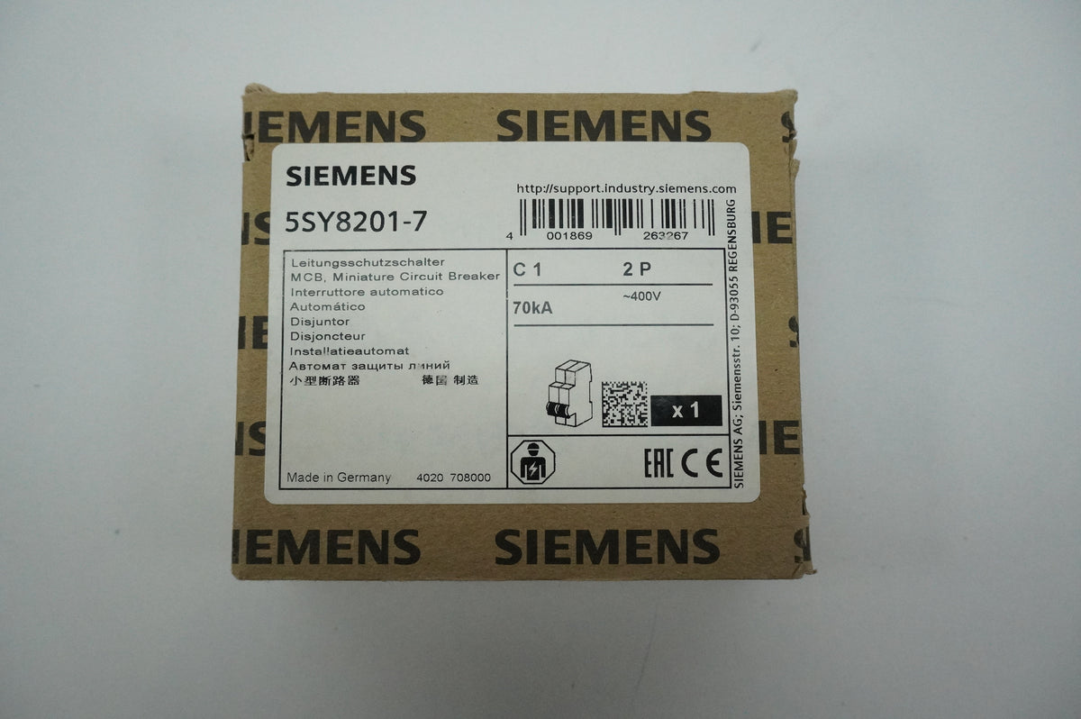 Siemens 5SY8201-7 MCB Miniature Circuit Breaker C1 2P 70kA
