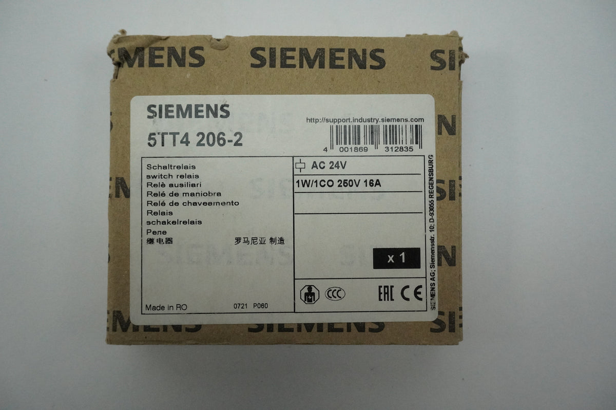 Siemens 5TT4 206-2 Switch Relay 1W/1CO AC 24V 250V 16A Batch of 3pcs.