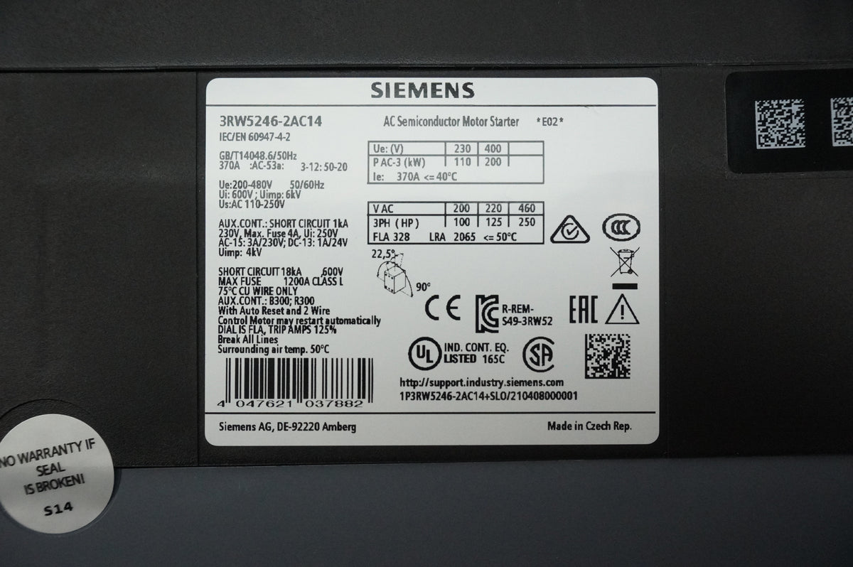 Siemens 3RW5246-2AC14 3RW5246-2AC14 AC Semiconductor Motor Starter