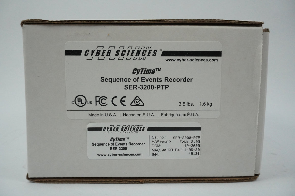 Cyber Sciences SER-3200-PTP CyTime Sequence of Events Recorder SER-3200-PTP