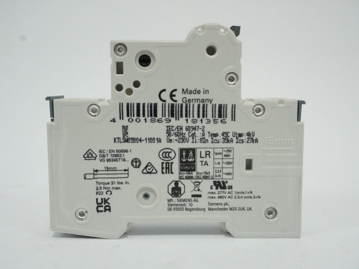 Siemens 5SY4106-7 MCB Miniature Circuit Breaker C6 1P Batch of 8 pcs.