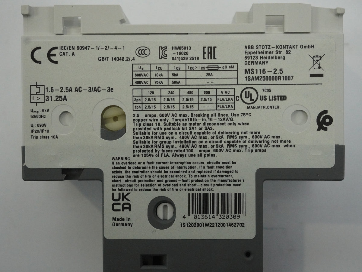 Abb 1SAM250000R1007 MS116-2.5 Manual Motor Starter