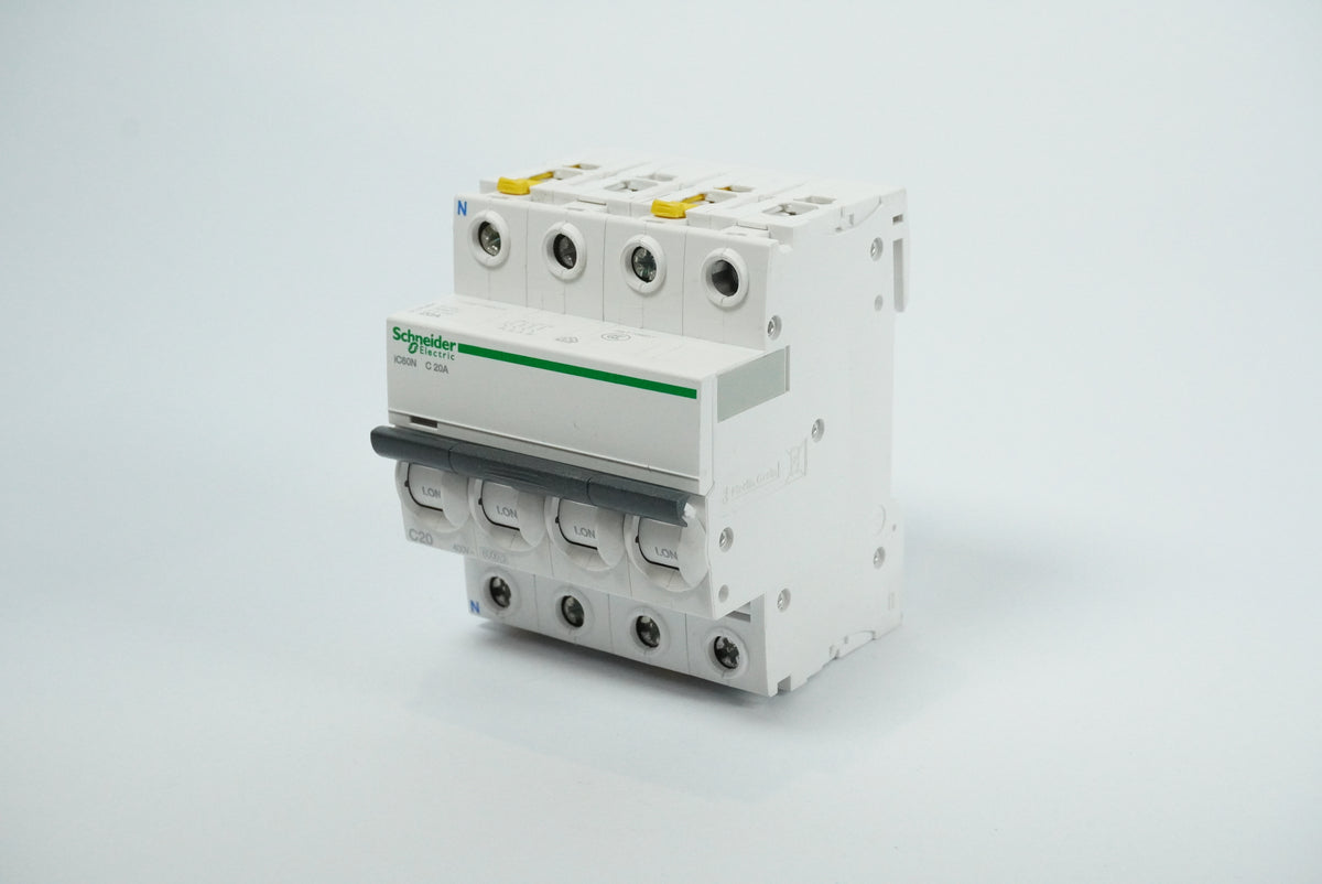 Schneider Electric A9F04720 iC60N C 20A 4-Pole Miniature Circuit Breaker