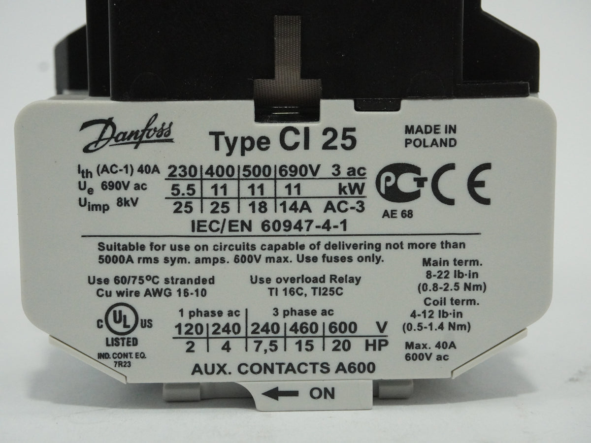 Danfoss 2322022256 CI 25 Contactor 220-240V/50Hz