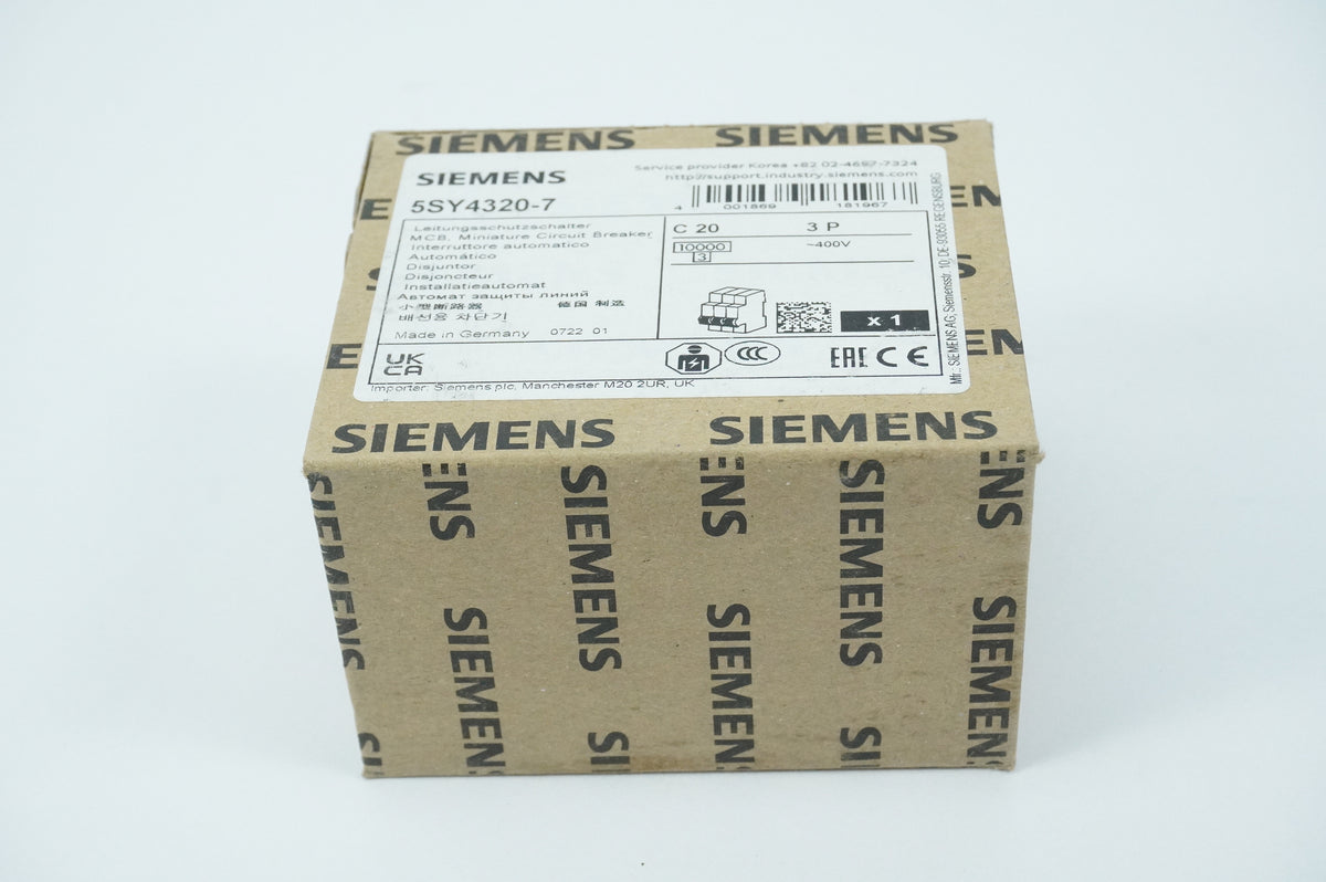 Siemens 5SY4320-7 5SY4320-7 MCB Miniature Circuit Breaker C20 3P