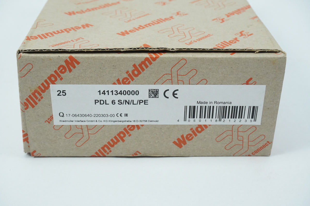 Weidmüller 1411340000 PDL 6 S/N/L/PE Terminal Block Batch 25pcs.