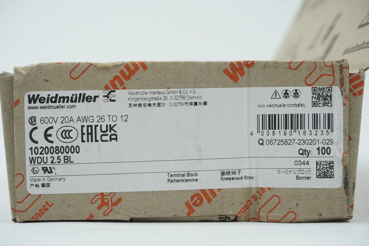 Weidmüller 1020080000 WDU 2.5 BL Terminal Block Batch 96pcs.