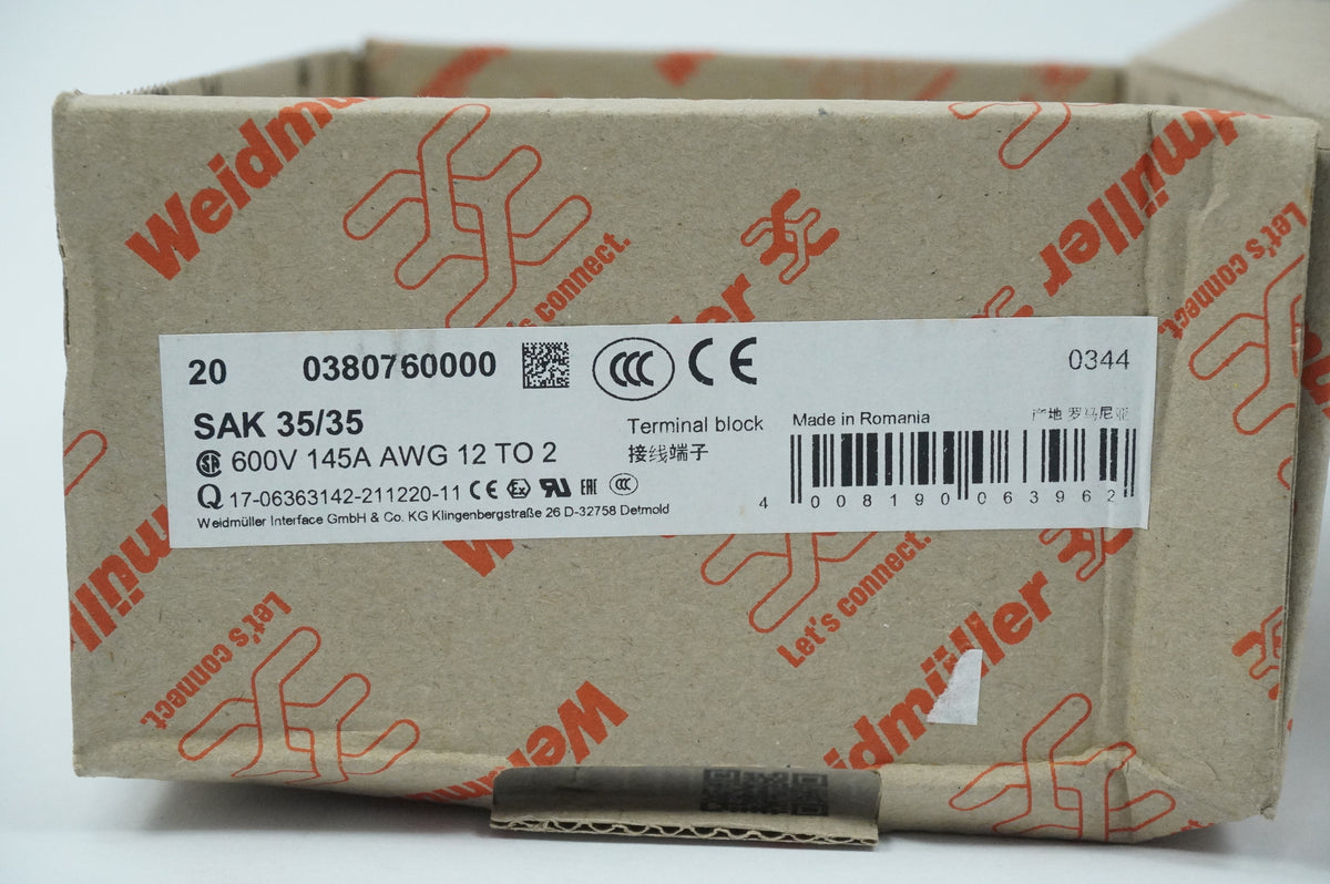 Weidmüller 0380760000 SAK 35/35 Terminal Block Batch 10pcs.
