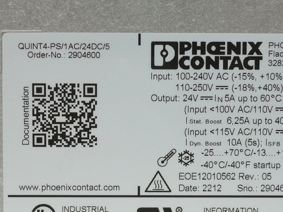 Phoenix Contact 2904600 QUINT4-PS 1AC/24DC/5