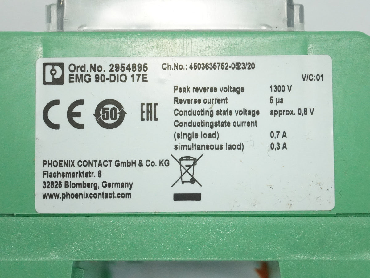 Phoenix Contact 2954895 EMG 90-DIO 17E Diode Block