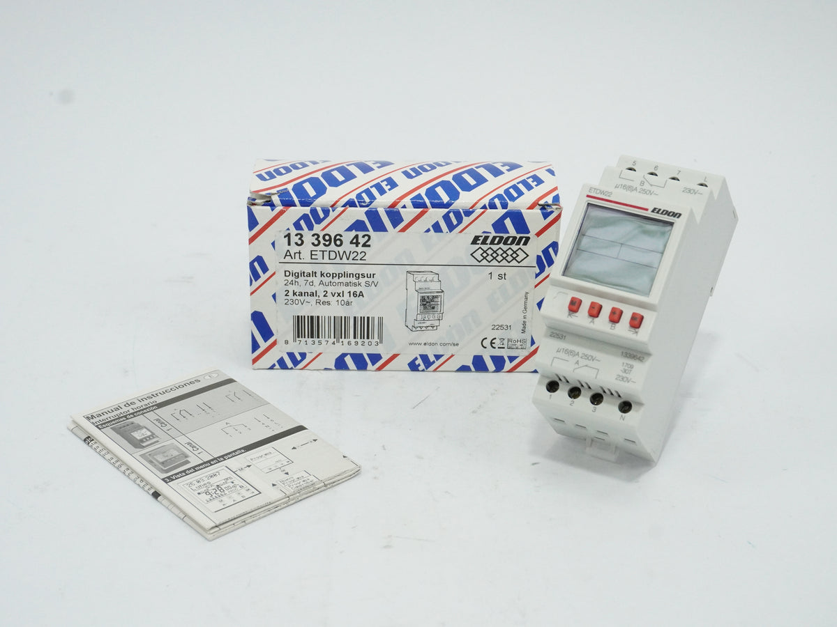 Eldon 1339642 ETDW22 Digital Time Switch 2-Channel 24h/7d