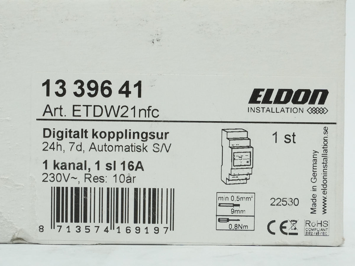 Eldon 1339641 ETDW21nfc Digital Timer Switch 24h/7d