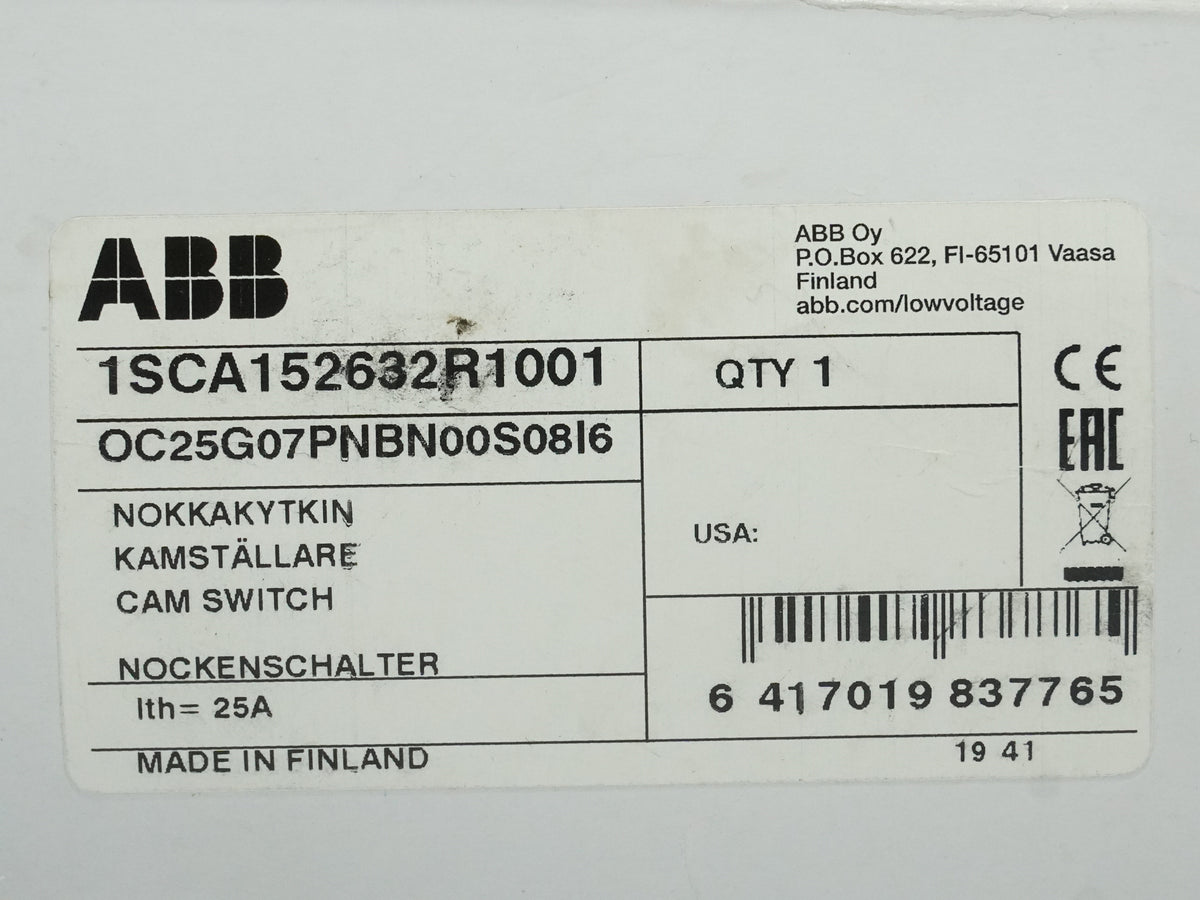 Abb 1SCA152632R1001 OC25G07PNBN00S08I6 Cam Switch