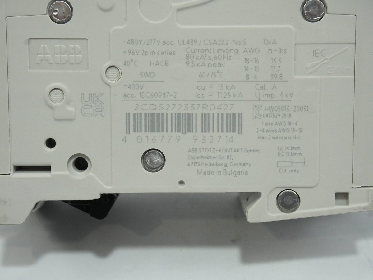 ABB 2CDS 272 337 R0427 SU 202M-K10 Circuit Breaker System pro M compact