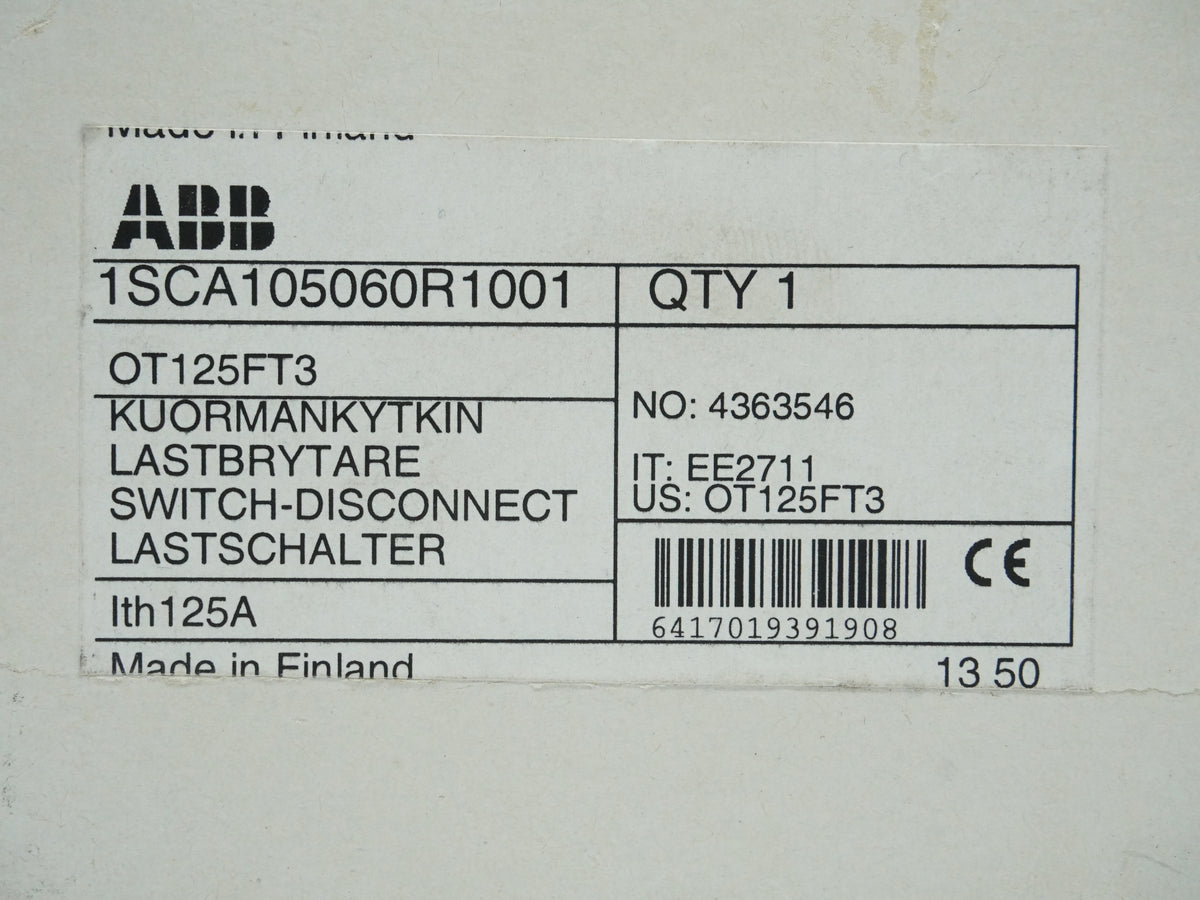 ABB 1SCA105060R1001 OT125FT3 Switch-Disconnect
