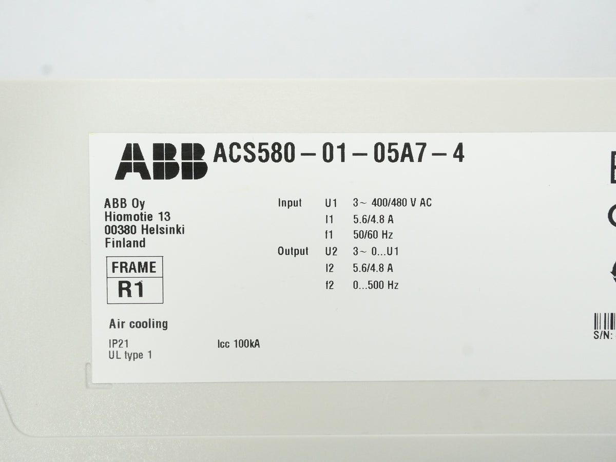 Abb ACS580-01-05A7-4 General Purpose Variable Frequency Drive