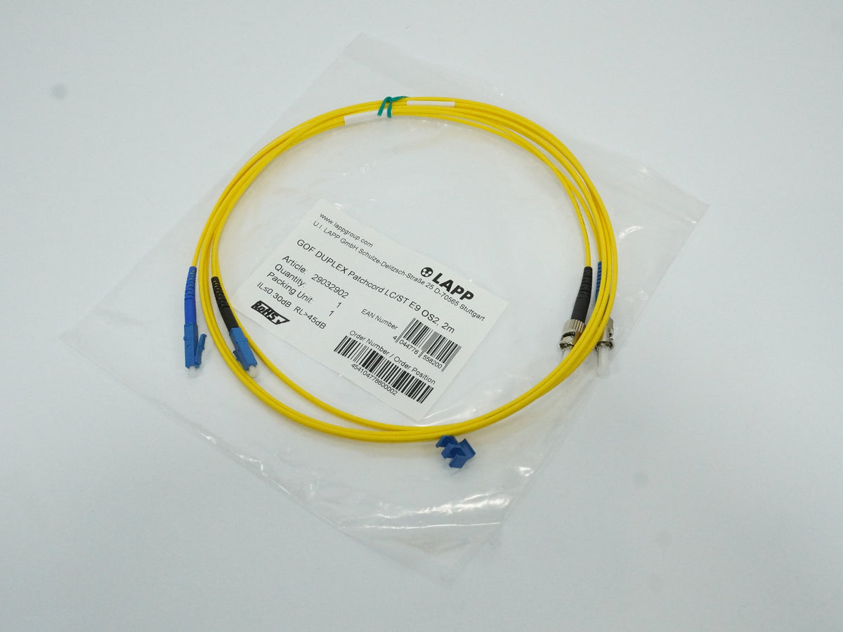 Lapp 29032902 GOF DUPLEX Patchcord LC/ST E9 OS2, 2m Batch of 7pcs.