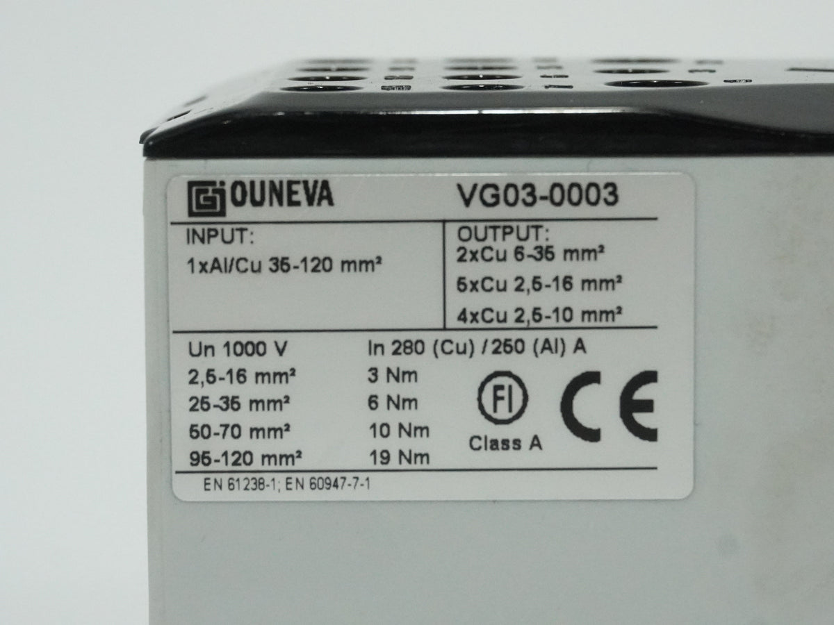 Ouneva VG03-0003 Distribution Terminal/Busbar Connector, Batch of 5 pcs.