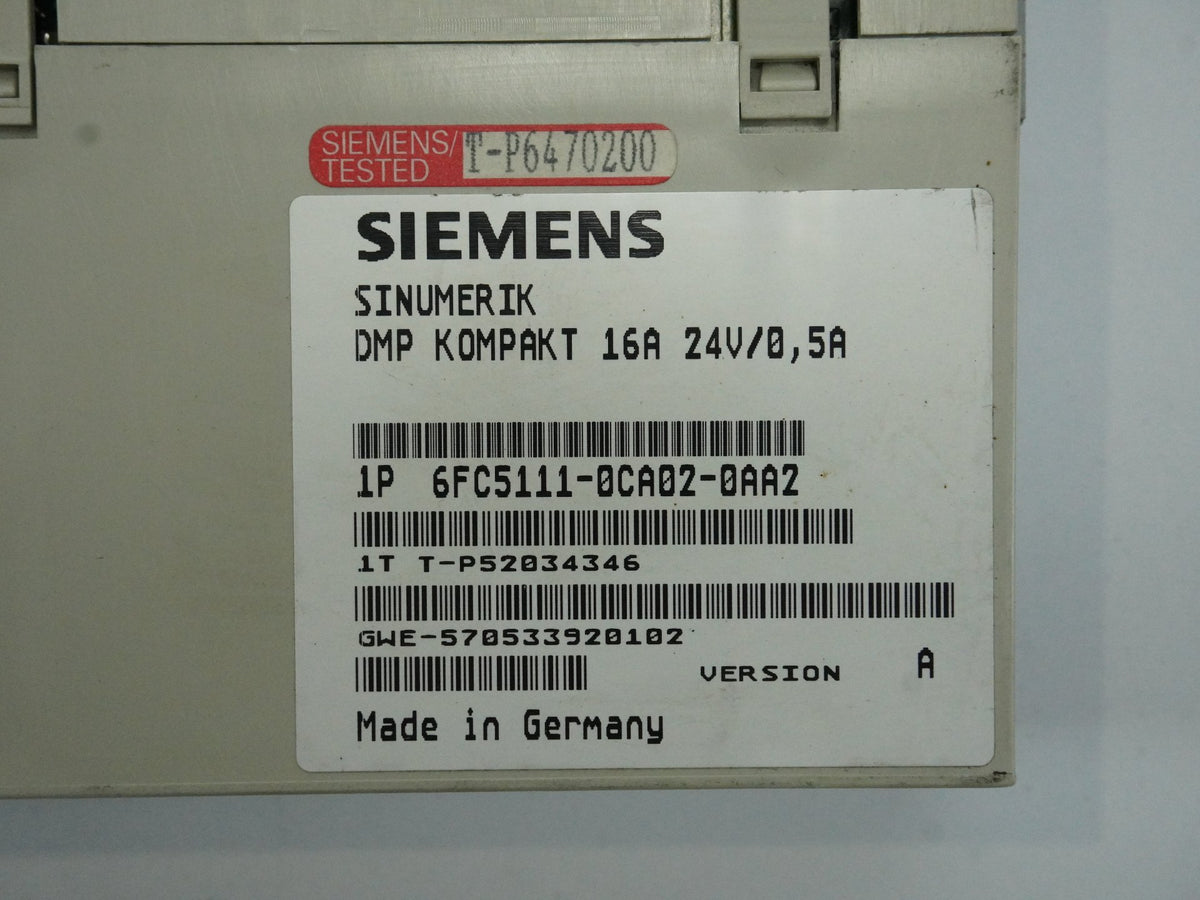 Siemens 6FC5111-0CA02-0AA2 SINUMERIK DMP KOMPAKT 16A 24V/0,5A
