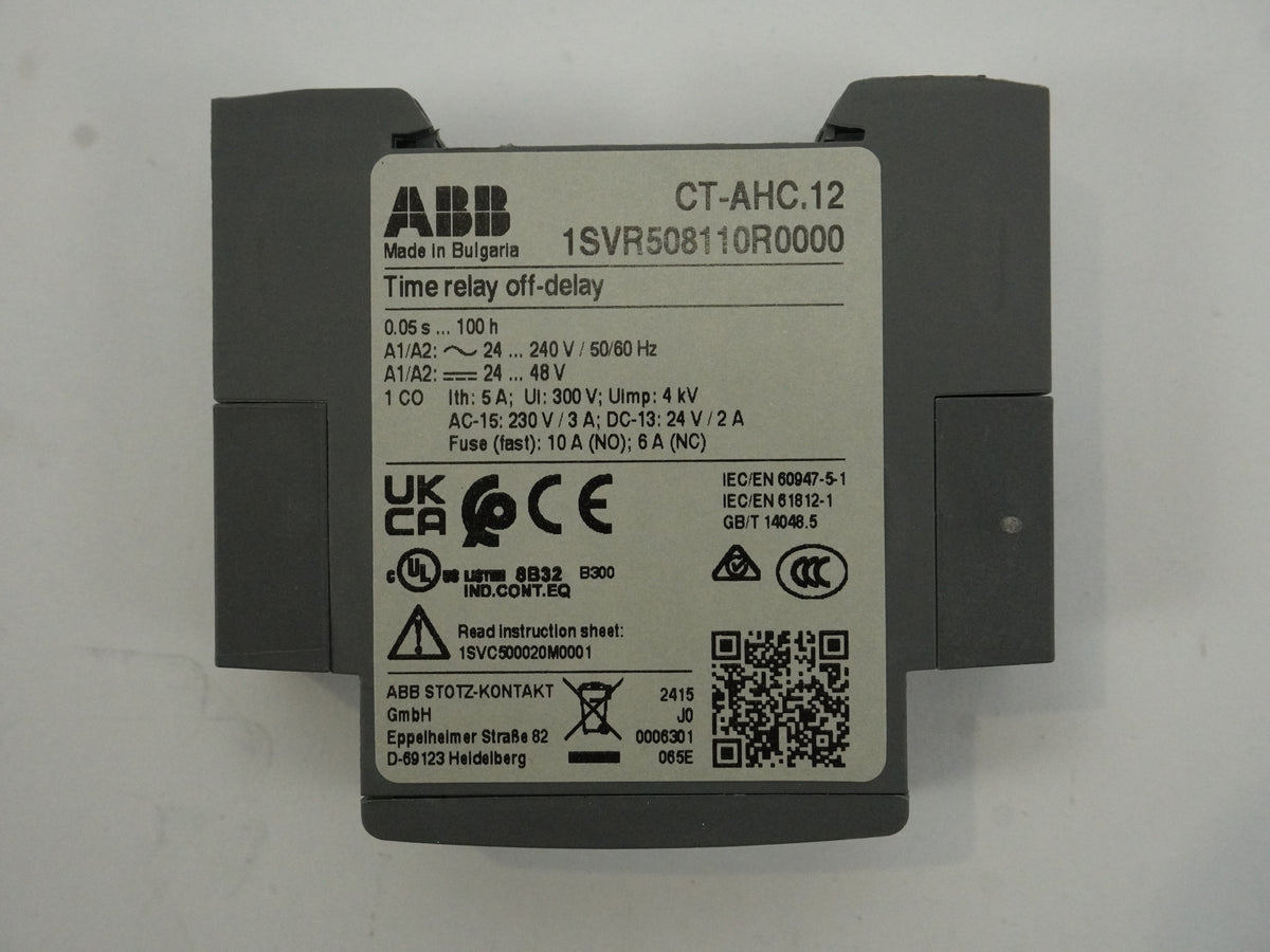 Abb 1SVR508110R0000 CT-AHC.12 Time Relay Off-Delay Batch of 4pcs.