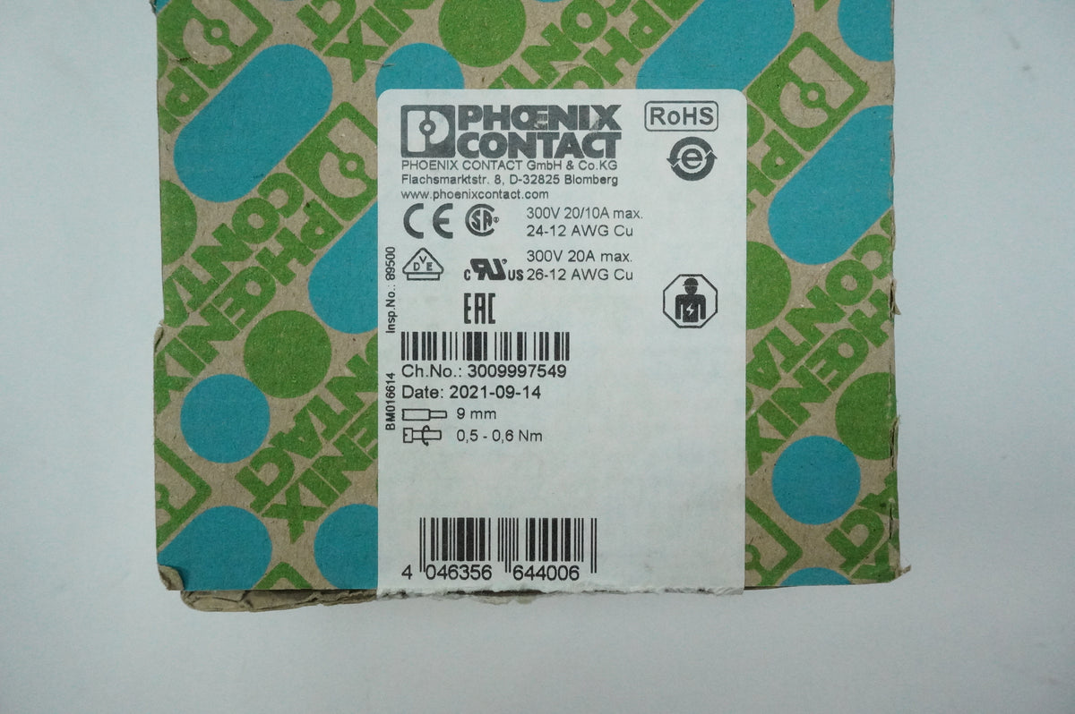 Phoenix Contact 30 76 03 0 UTI 2,5-PE/L/N Terminal Block Batch of 48 pcs.