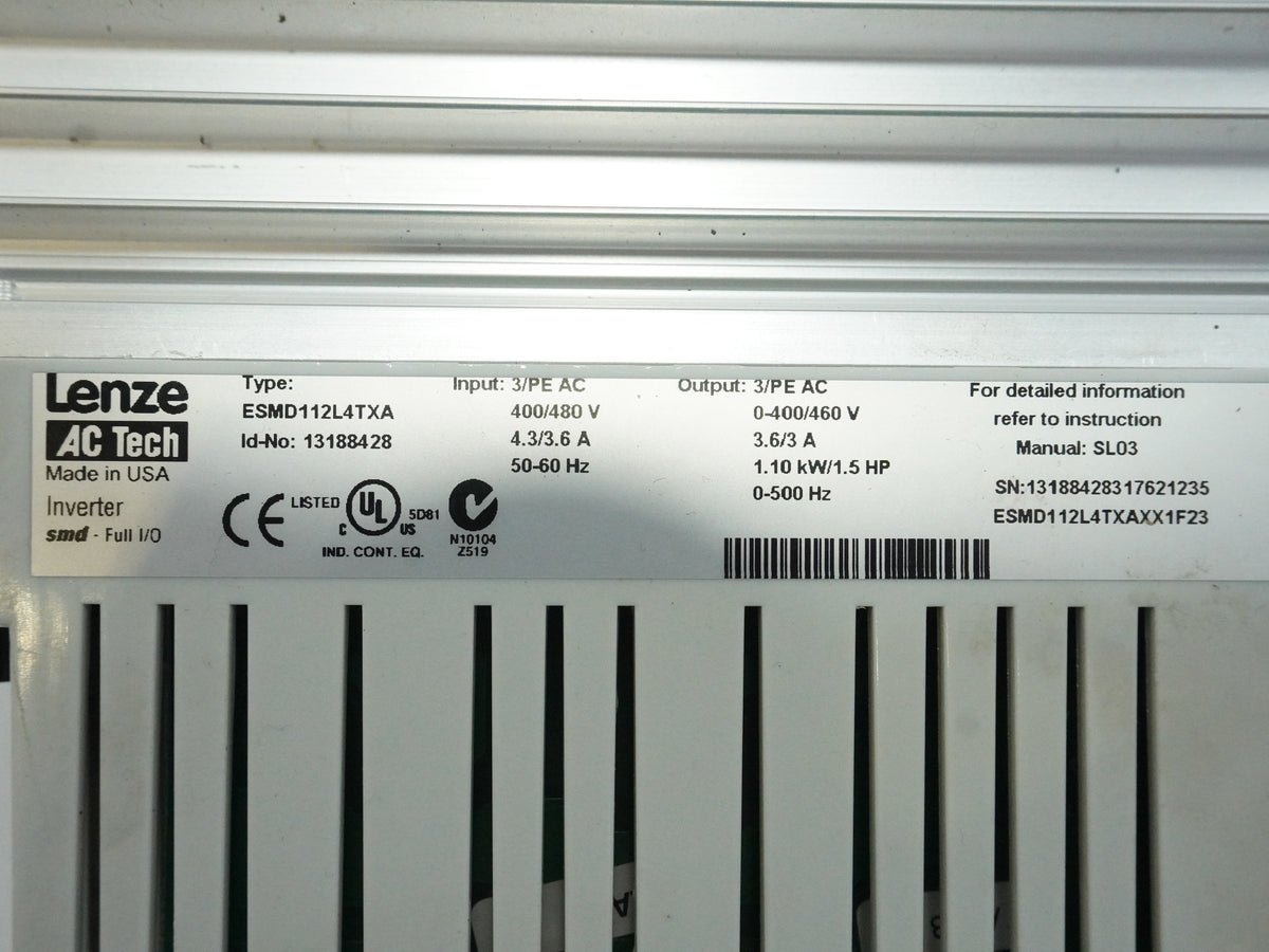 Lenze ESMD112L4TXA AC Tech SMD Full I/O Inverter