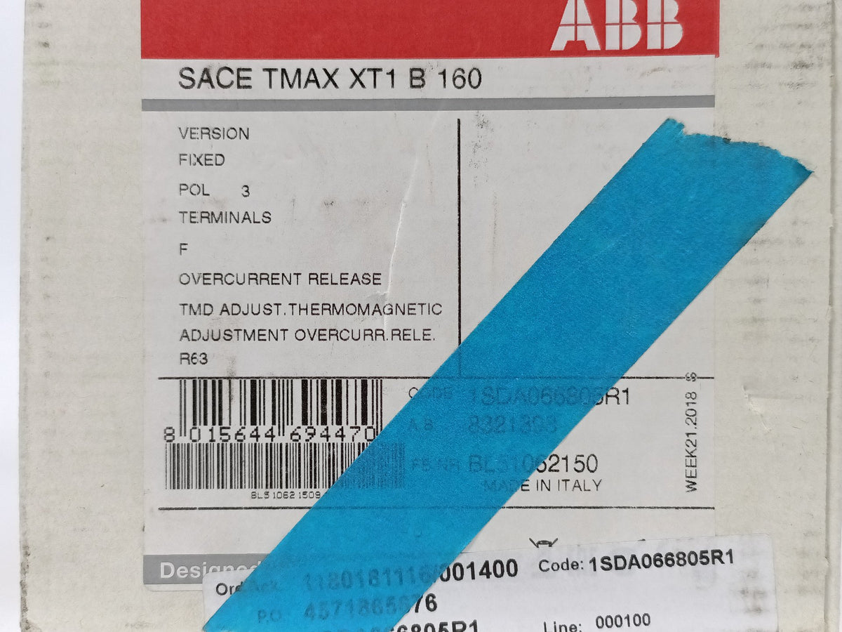 Abb 1SDA066805R1 SACE TMAX XT1 B 160 Molded Case Circuit Breaker